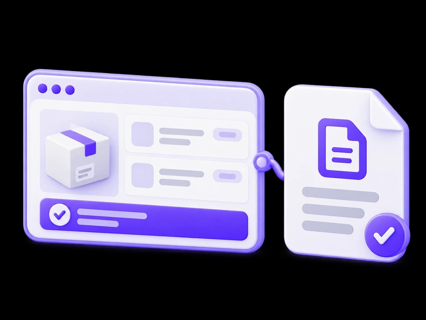 An online order linked to a back-office document with acceptance confirmation.