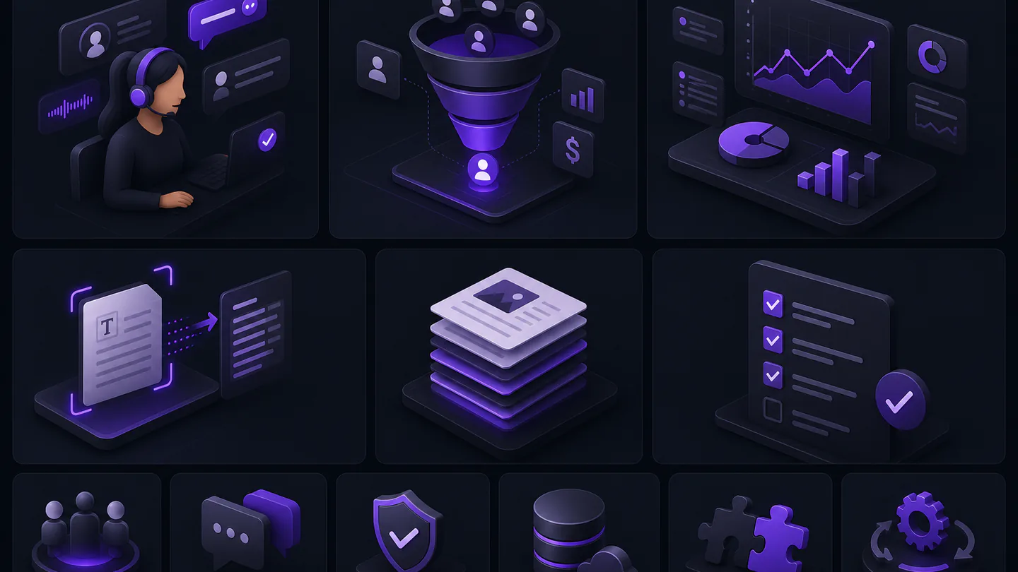 Support, sales, reporting, documents, and internal task automation