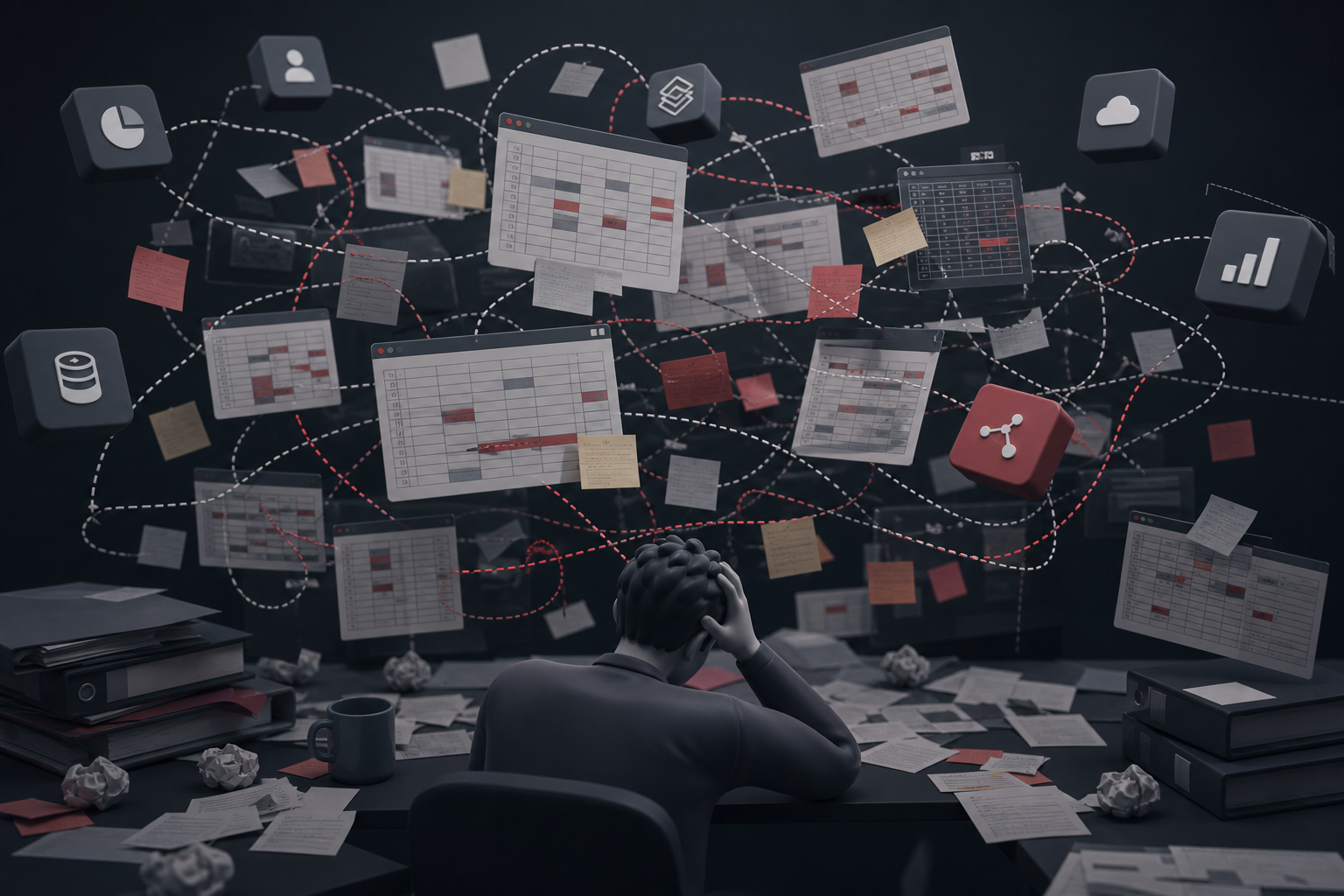 Disconnected spreadsheets, fragmented tools, and tangled handoffs slowing approvals and reporting