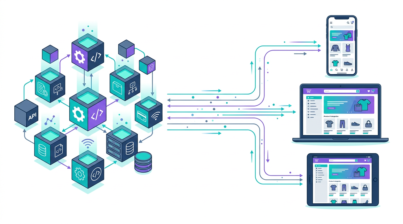 Custom ecommerce architecture with flexible APIs and connected business systems