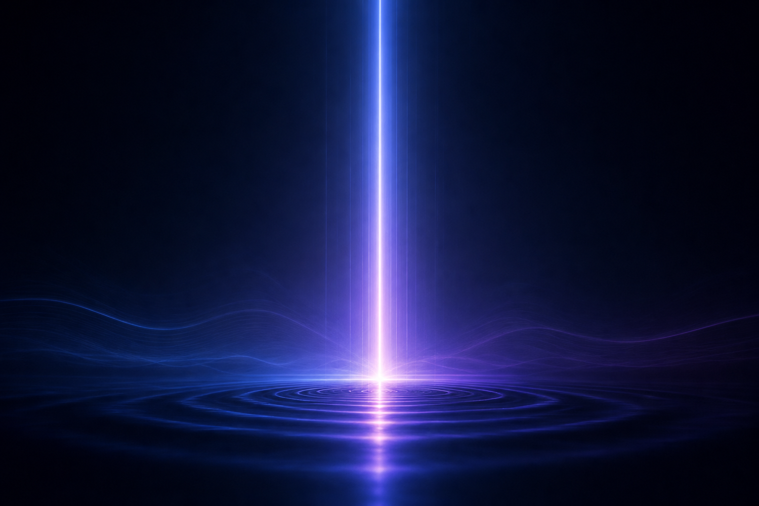 Subtle light beam and calm wave ripples suggesting intelligent automation, signal processing, and orchestrated workflows