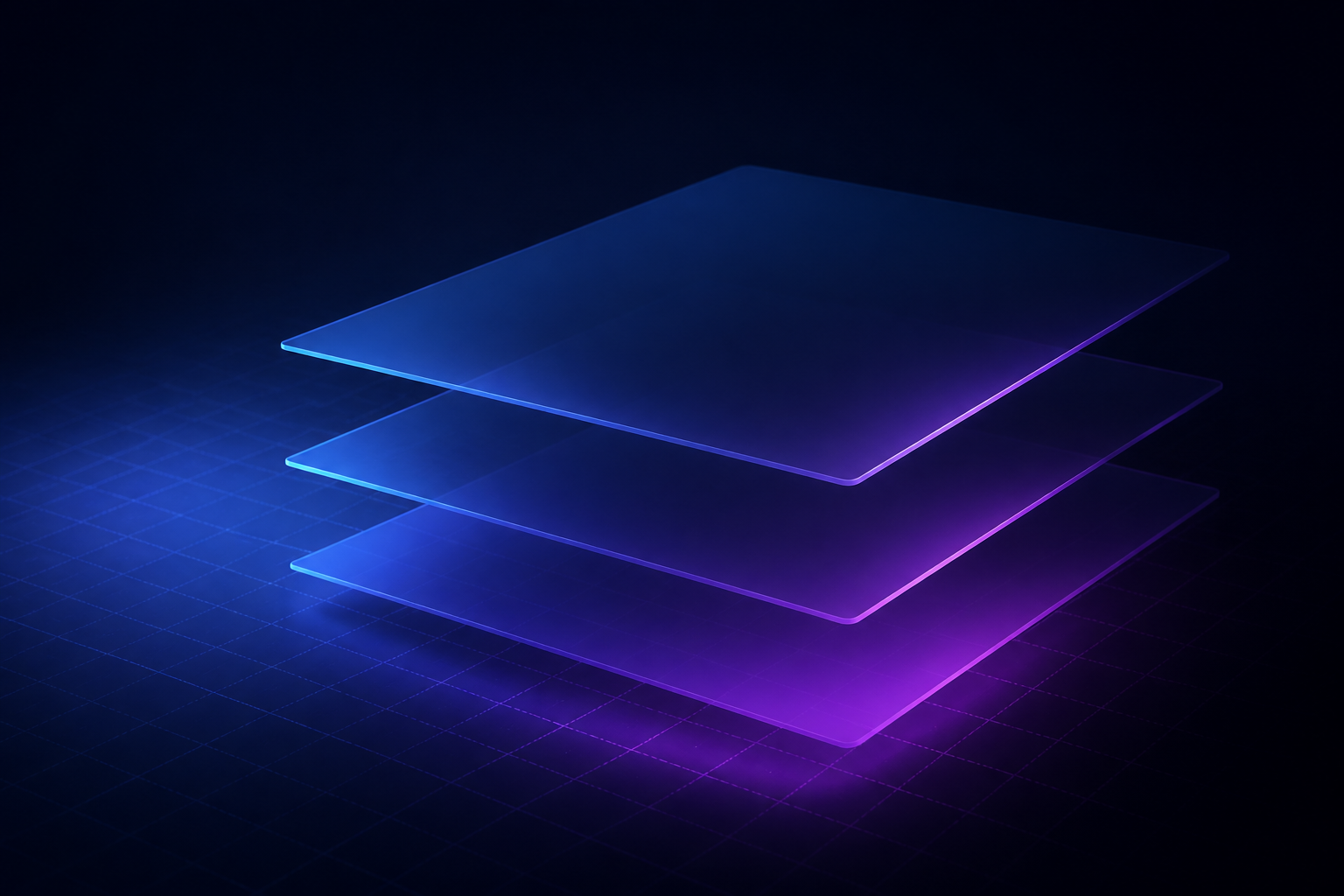 Minimal abstract layers and soft grid light suggesting modular web interfaces and frontend engineering systems
